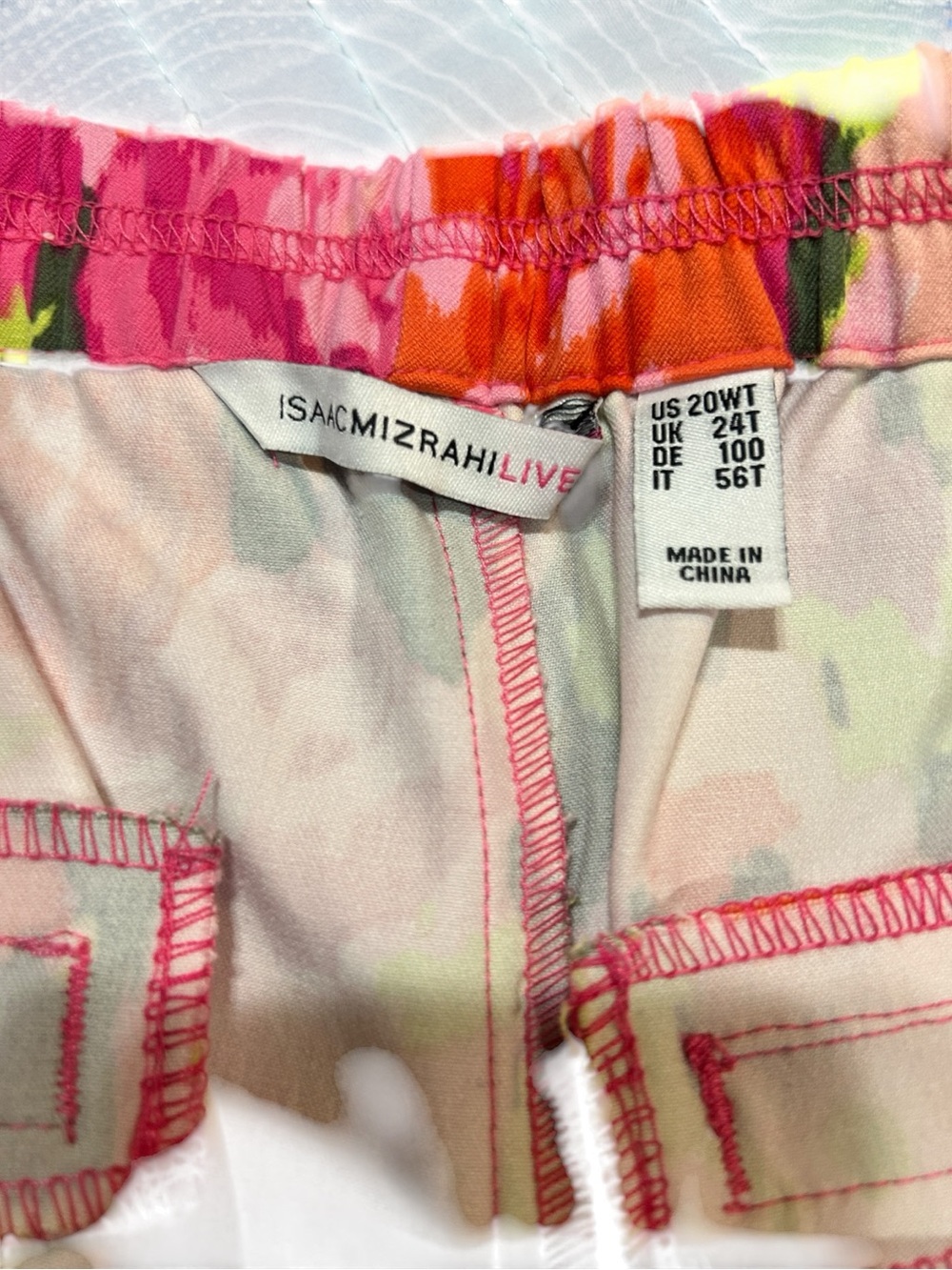 Isaac Mizrahi Live Multicolor Pink Orange Floral Waistband Shorts - Picture 4 of 4